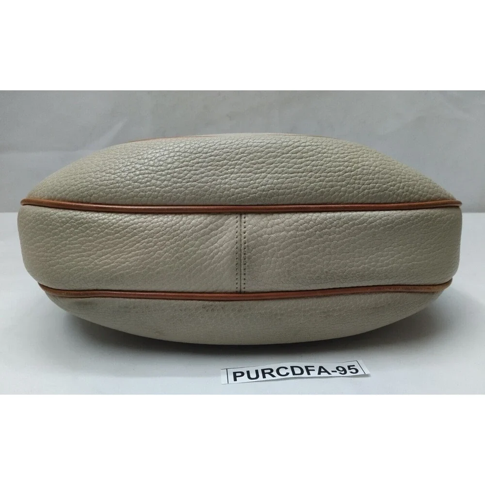 Dooney & Bourke Ivory Pebbled Leather Zipper Hobo Shoulder Bag - Vintage